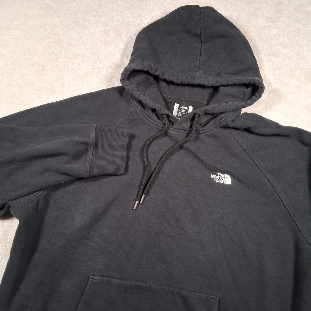 The North Face Hoodie Womens XL Black Circular Design Pullover Raglan Fleece